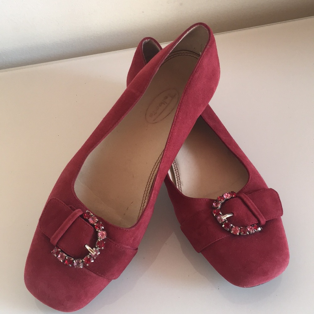 Classy Talbots Raspberry Suede Colored Stone Flats - image 1